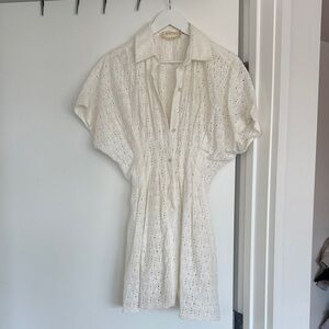 Anthropologie The Tobie Eyelet Mini Shirt Dress by Exquise